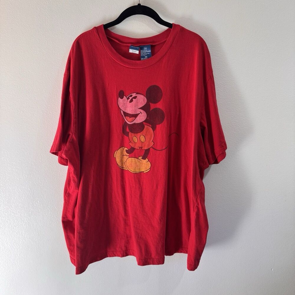 Vintage 90s Disney T-shirt 3X Womens Mickey Mouse Crewneck Red 100% Cotton